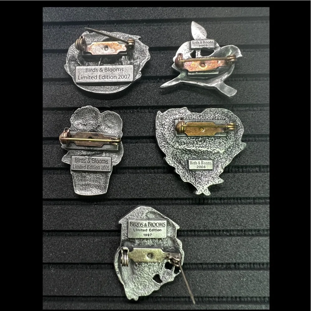 Limited Edition Birds & Blooms Pewter Brooch/Pins - Picture 6 of 6